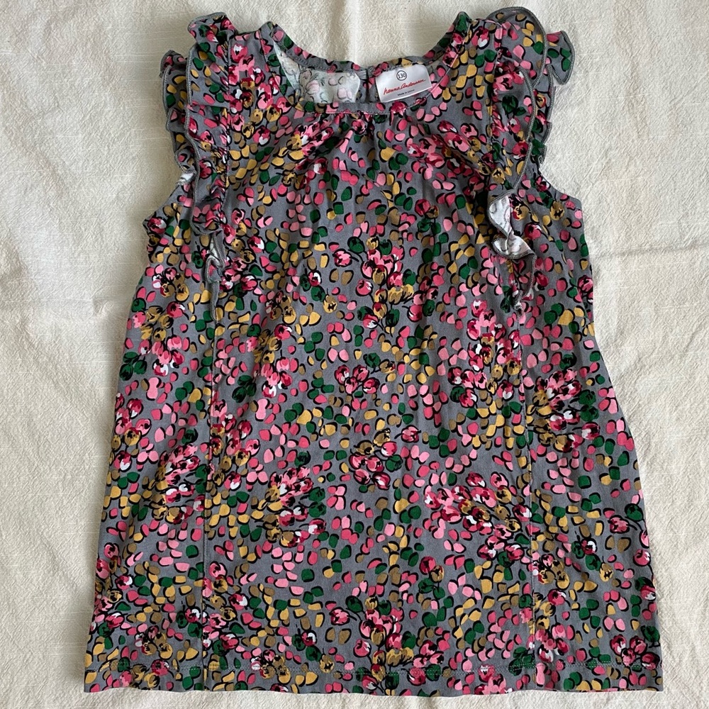 Hanna Anderson Size 130 Girls Ruffled Sleeve Top